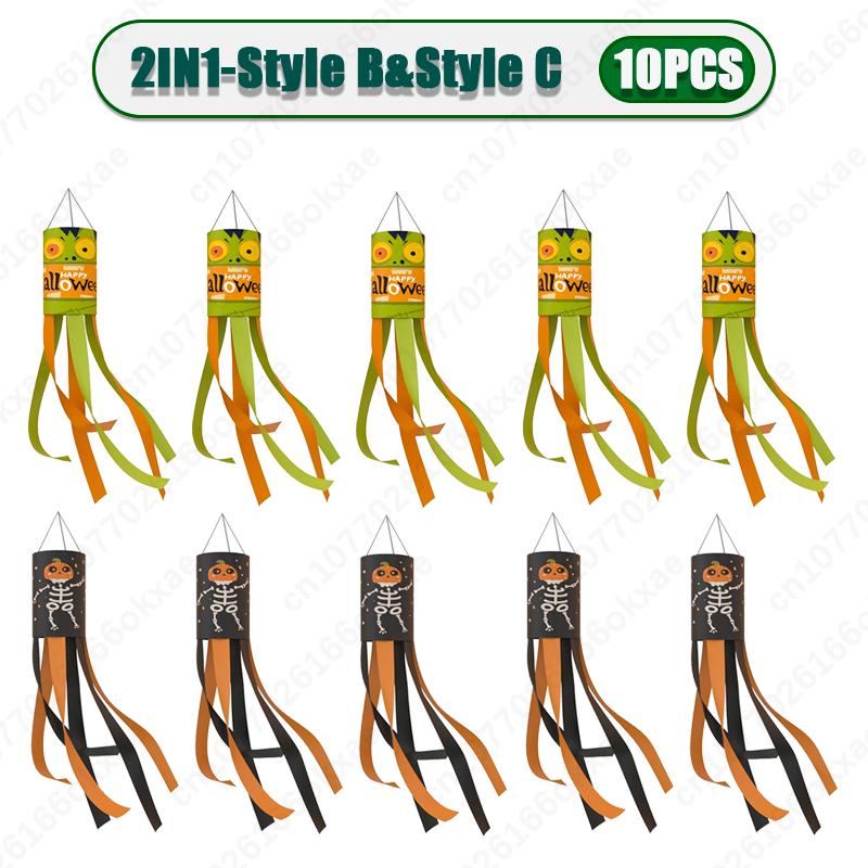 1-20PCS Halloween Ghost Windsock Flag Waterproof Hanging Outdoor Decorations for Yard Patio Garden Party Ghost Festival Supplies