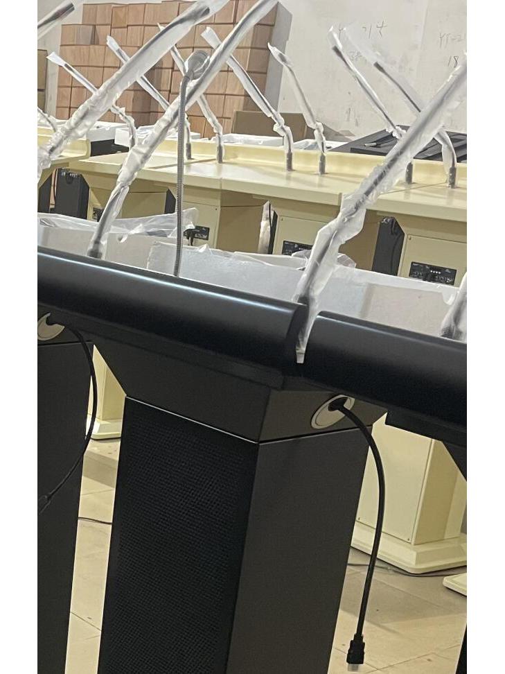 Multifunctional Podium with Wireless Mic & Light Strip - Hotel Lobby Media Lectern