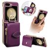 Protective Dual Layer Bumper Phone Wallet Case for Samsung Galaxy Z Flip 6 Cases with Card Holder Built-In Mirror Zipper Purse