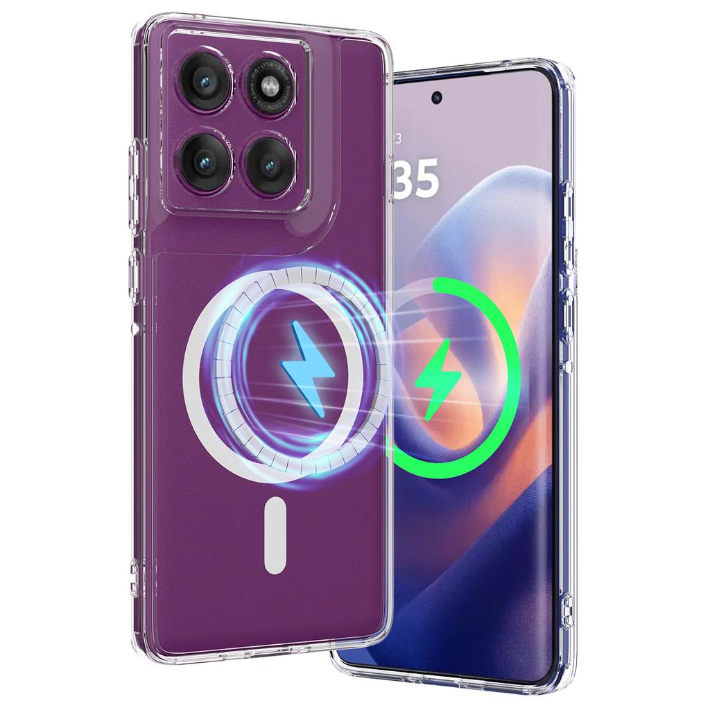 Для Motorola Edge 70 5G Прозрачный Магнитный Чехол для Телефона ТПУ + Акриловая Задняя Крышка