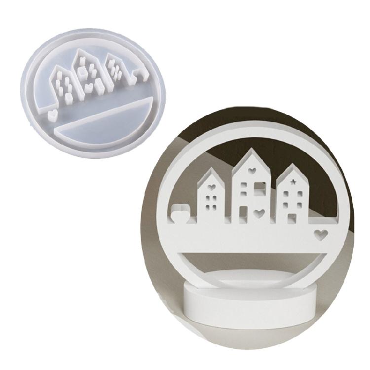 Circular House Silicones Molds with Base Molds for Gypsum Decorations, Wreath Silicones Molds with Base Molds