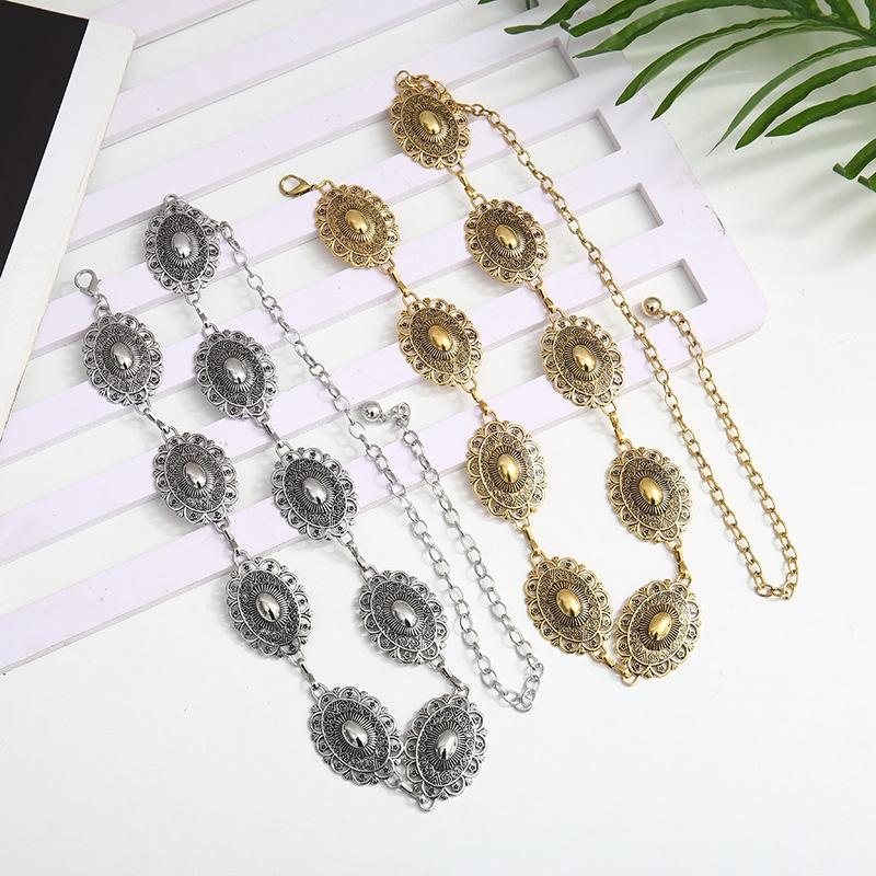 Boho Ethnic Style Retro Metal Sun Moon Waist Chain for Women Fashion Versatile Dress Belt Belly Chain Body Jewelry Accessories