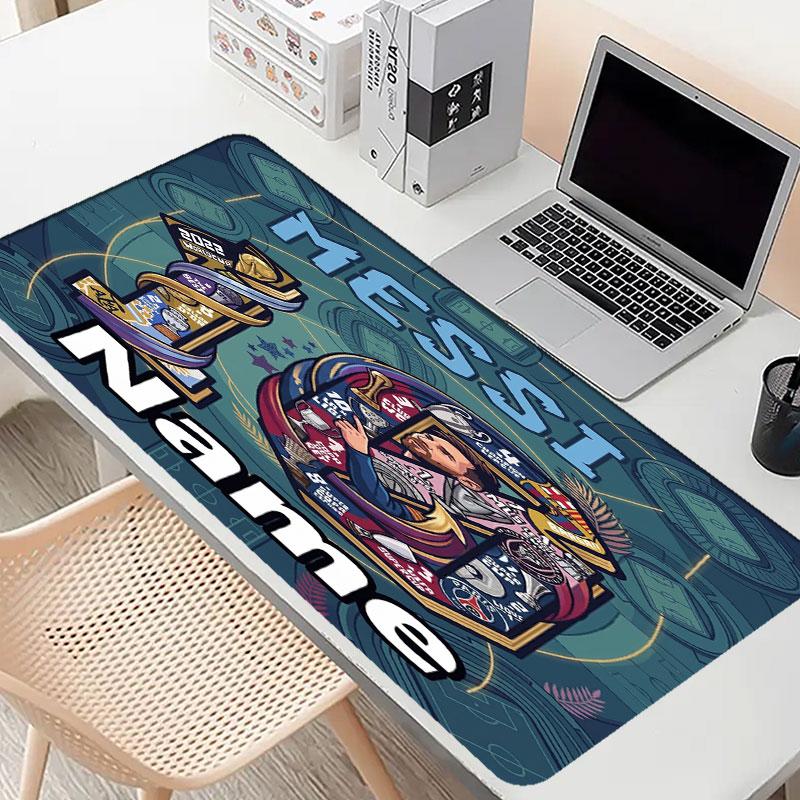Custom Name Personalized Leo Messi Pattern Mousepad, Laptop PC Desk Mat, Decorative Desk Mat for Home Keyboard Pad Gift