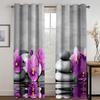 Zen Stone Water Reflection Flower Grey Elegant Window Curtains for Living Room Bedroom Kitchen Window Treatment Home Decor Drape