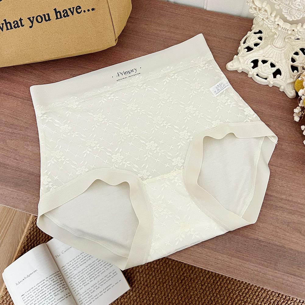 Женские Весенние и Осенние Новые Кружевные Мягкие Бесшовные Треугольные Трусики с Высокой Талией