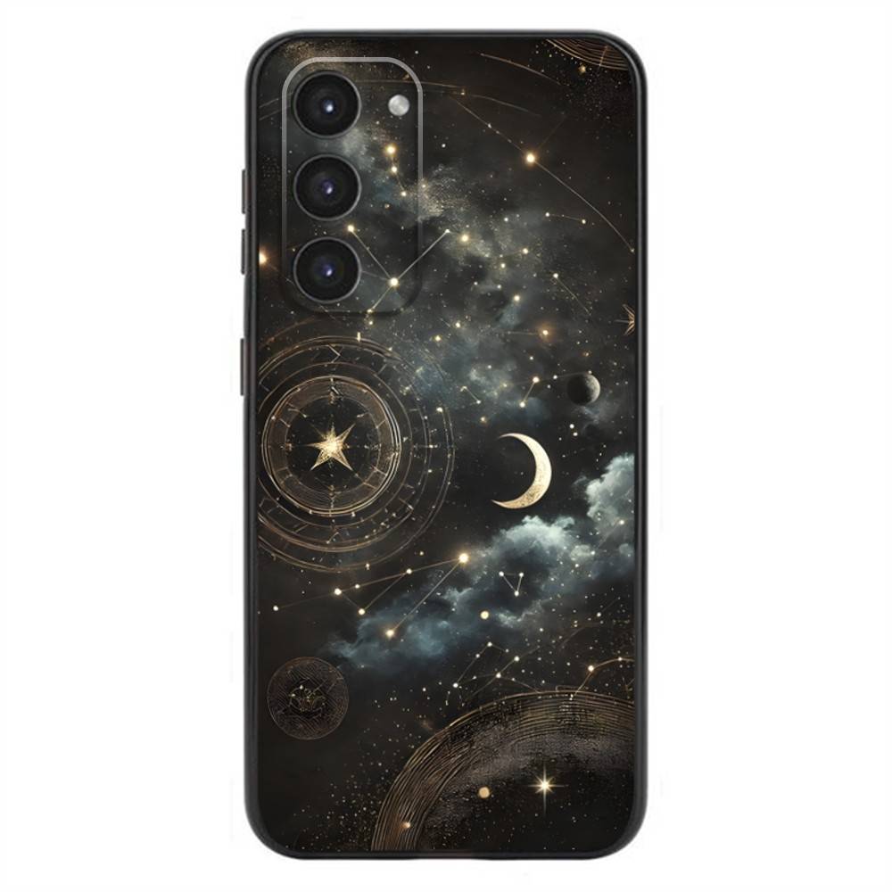 Suns Moons Clouds Astrological Phone Case For Samsung Galaxy A20,21s,22,31,32,52,53,72,73,80,91 Soft Liquid Silicone Black Cover