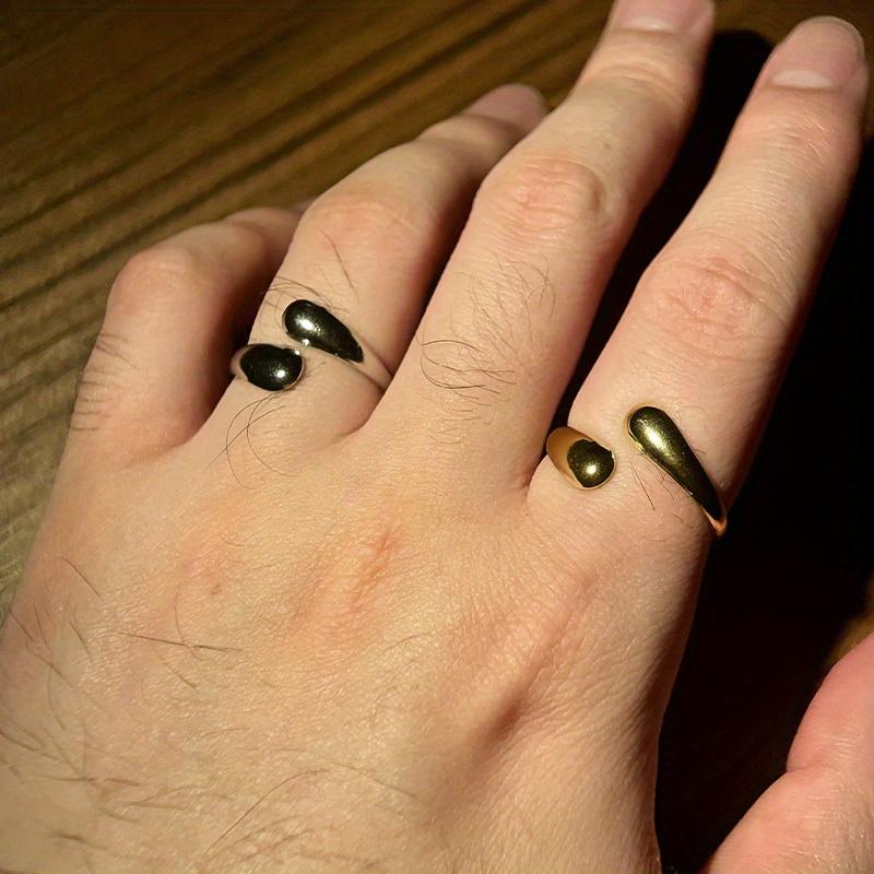 Винтажное женское кольцо в форме капли воды, панк-готический дизайн с регулируемым открытием, персонализированный ювелирный аксессуар в подарок.