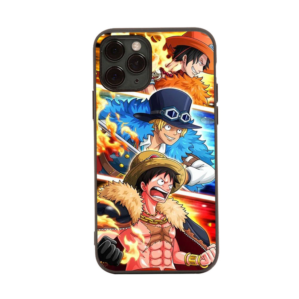 WD29 One Piece Sabo Ace Black Sofe Case for iPhone 16 15 Plus 14 13 Pro 8 SE XR XS Max P30 Nova 5T Y5P Y6 Y7 Y8P Y9 Realme C30 C33 C31 VIVO Y36 V27