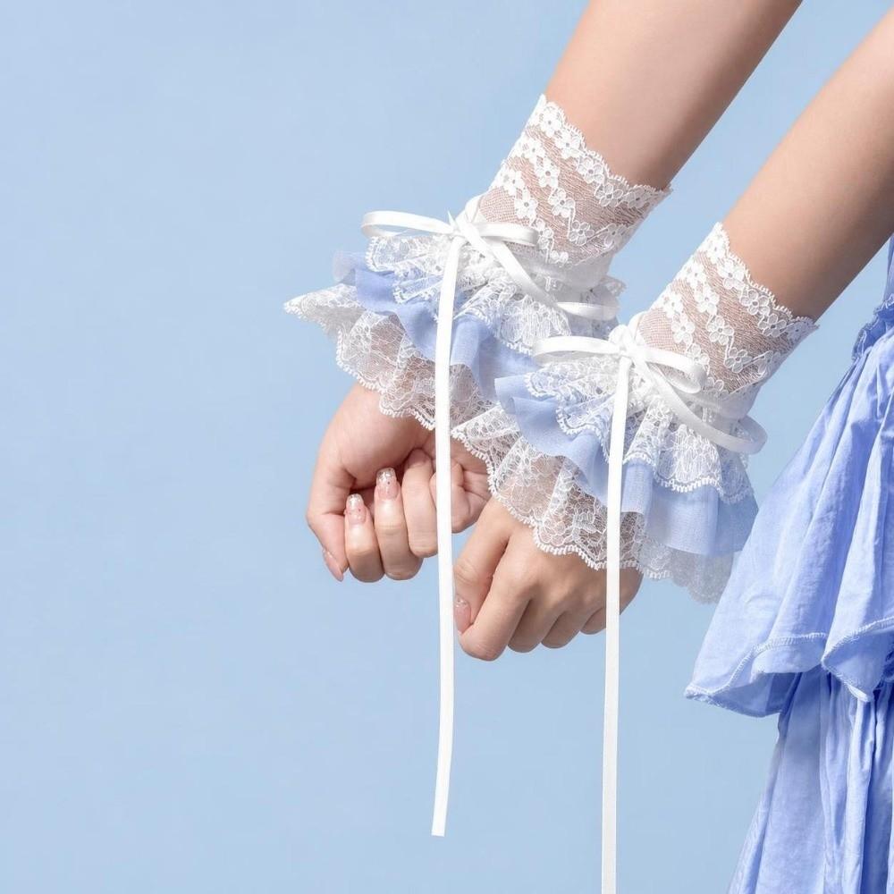 Ruffled Lace Lace Arm Sleeves Elastic Band Fake Sleeves Elegant Mittens Anime Costume