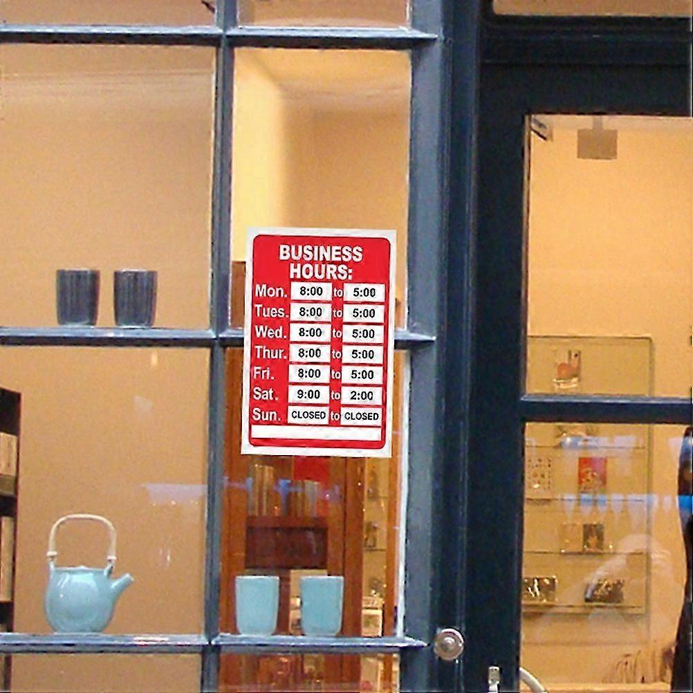 Business Hours Sign for Retail Use PVC 2Pcs Red Open Changeable Hours Stickers