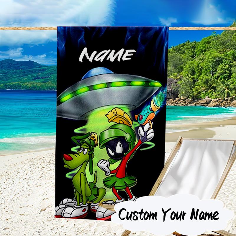 Custom Name Marvin Adventure Microfiber Beach Towel Super Soft & Absorbent for Bath, Beach, Travel Bath Time Accessory, Fan gifts