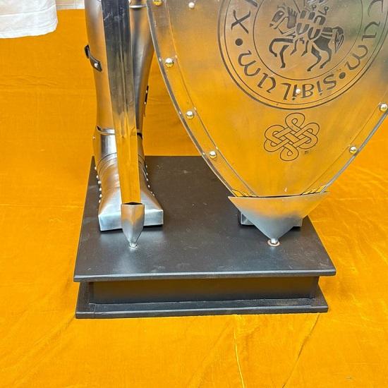 Full-Size 6-Foot Templar Knight Armor Suit Polished Medieval Roman Steel Armor with Display Stand  Ideal for Home Décor