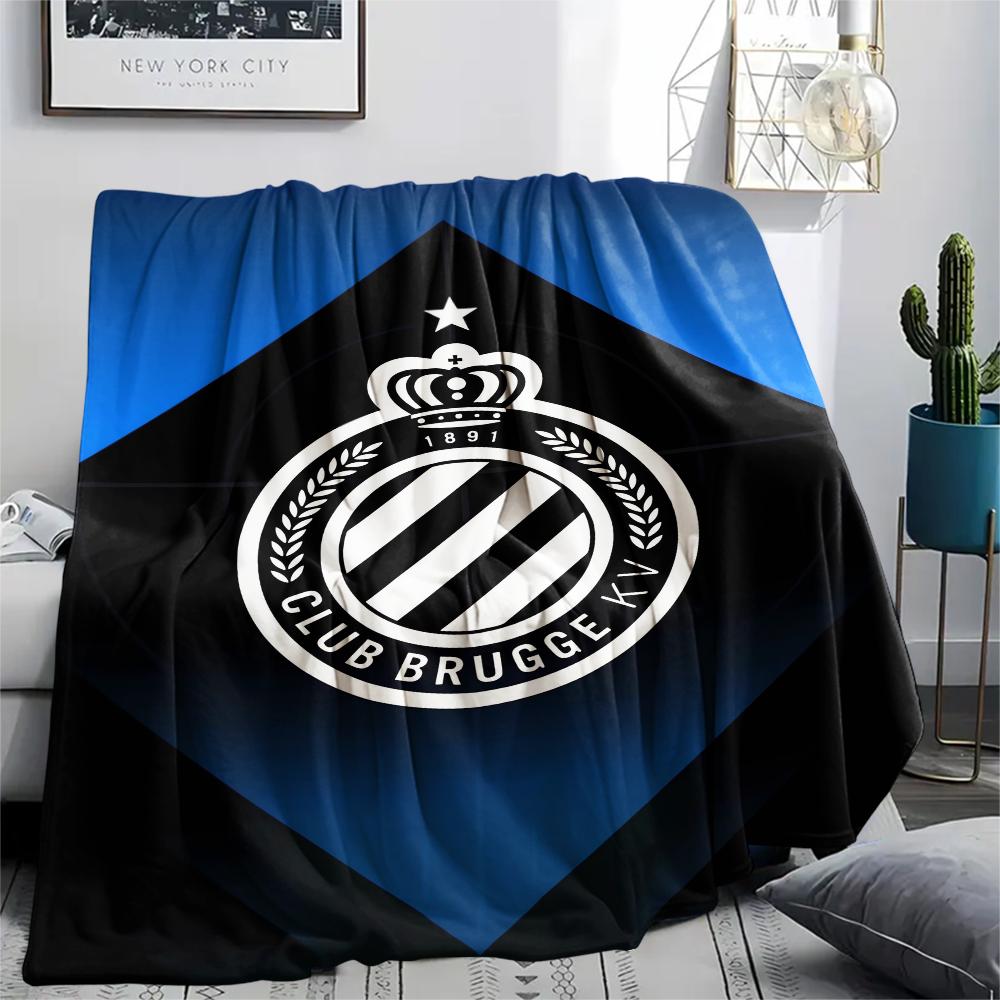 1Pc Club Brugge K V Print Flannel Blanket, High quality Comfortable for All Seasons, Home Decor, Warmth and Comfort, Perfect for Christmas Gifts