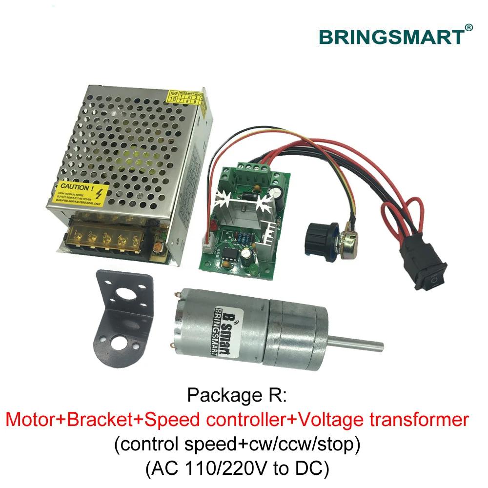 Bringsmart 25GA370 Shaft Length 25MM 6V 12V 24V DC Motor Gear 12-1360RPM D Shape Long Shaft Motor Customized Mini Reducer Robot