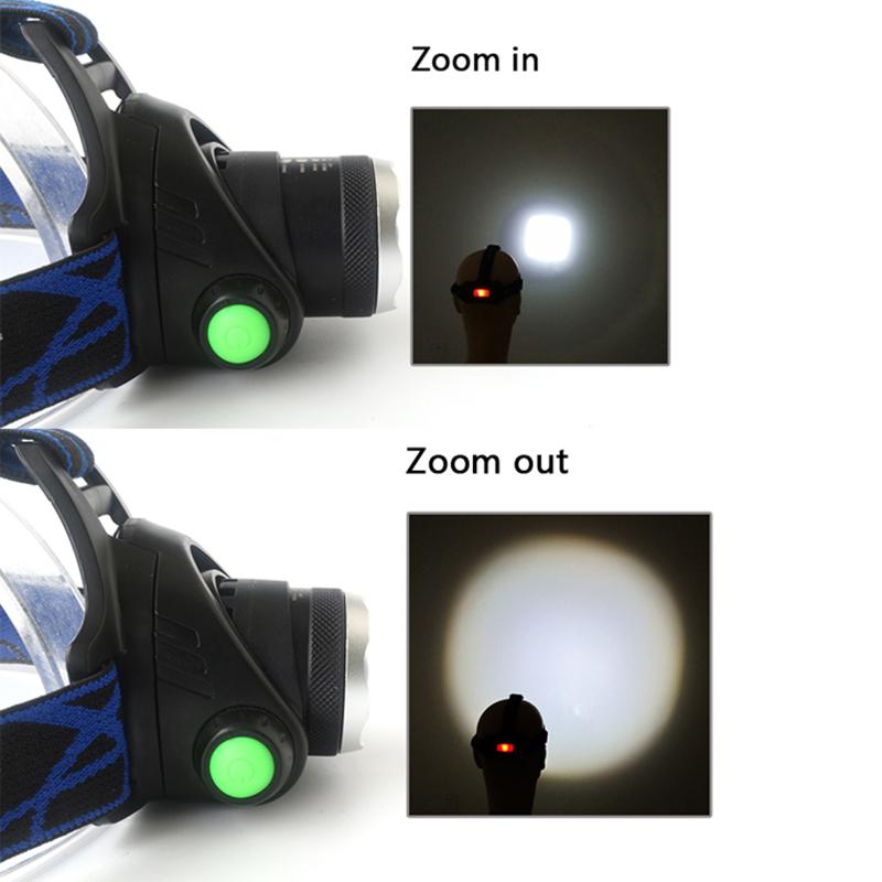 Super Bright LED Headlamp T6 Zoomable Headlight USB Rechargeable 6000lm Head Flashlight Torch Lamp Light Lantern