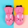 Модные ветрозащитные мультяшные варежки с кроликом, нескользящие спортивные варежки, толстые теплые водонепроницаемые детские лыжные перчатки
