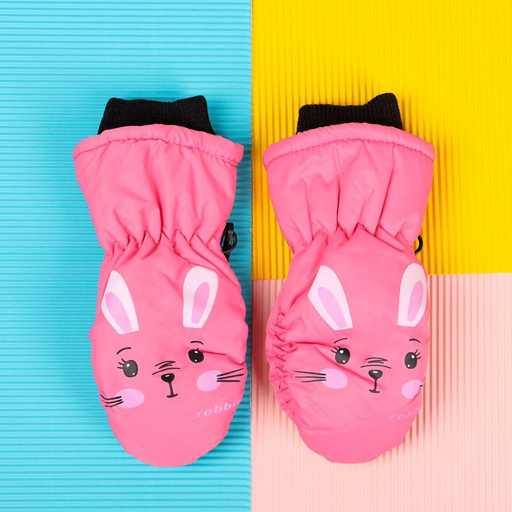 Модные ветрозащитные мультяшные варежки с кроликом, нескользящие спортивные варежки, толстые теплые водонепроницаемые детские лыжные перчатки