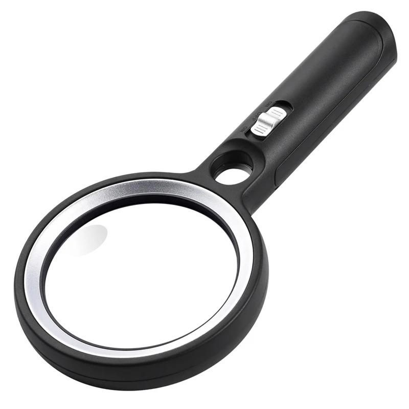Magnifying Glass With 30 Led Lights, Handheld Illuminated Magnifier For Reading Jewelry Antiques Crafts Inspection