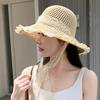 Соломенная шляпа женская кружевная шляпа рыбака с ремешком из кружева защита от солнца полая дышащая шляпа от солнца дорожная шляпа от солнца на море