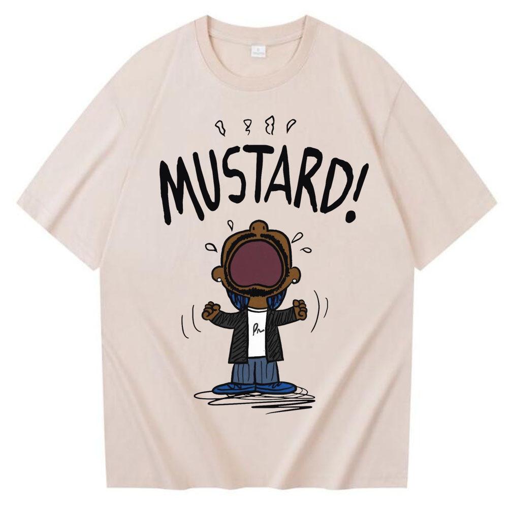 Funny Kendrick Lamar MUSTARD Meme TShirt Unisex Short Sleeve Hip Hop Cotton Graphic Summer Tee Loose Music Lover Apparel