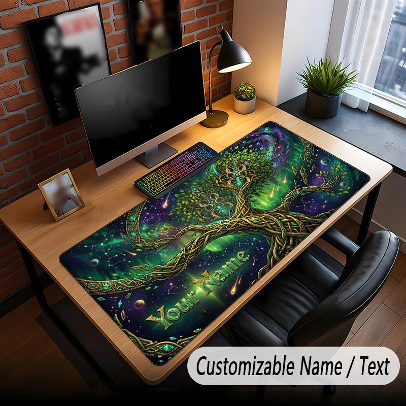 Tree of Life Theme Custom Mouse Pad Personalized With Name Text Customized Desk Mat For Office Home Decor