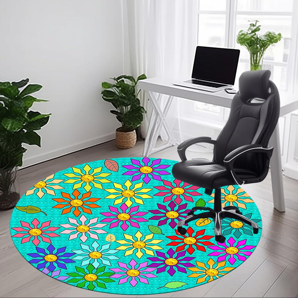 1pc Flower Mandala Chair Carpet for Office, Non-slip, Soft and Durable Office Rug, Perfect for Office yy260131089