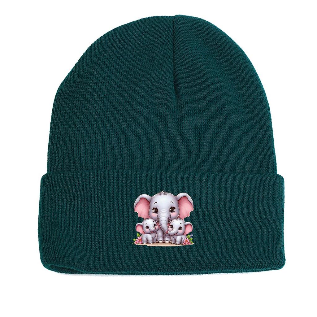 Мультяшная шапка-бини с вязаным слоном, шапка-череп животного, уютная эластичная стильная шапка с помпоном, вязаная шапка-бини
