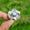 925 Sterling Silver Larimar Stone Stackable Unique Flower Promise Ring Jewelry