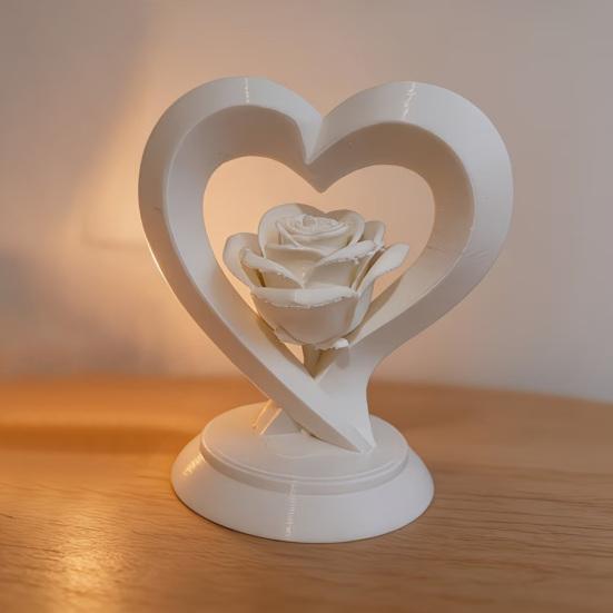 Фигурка Розовое Сердце, 3D-печатная скульптура Сердце, Романтический Декоративный Орнамент для Стола, Полки, Центральный Элемент