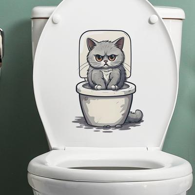 Наклейки на туалет Angry Cat Ванная комната Декор для дома Наклейки на стену
