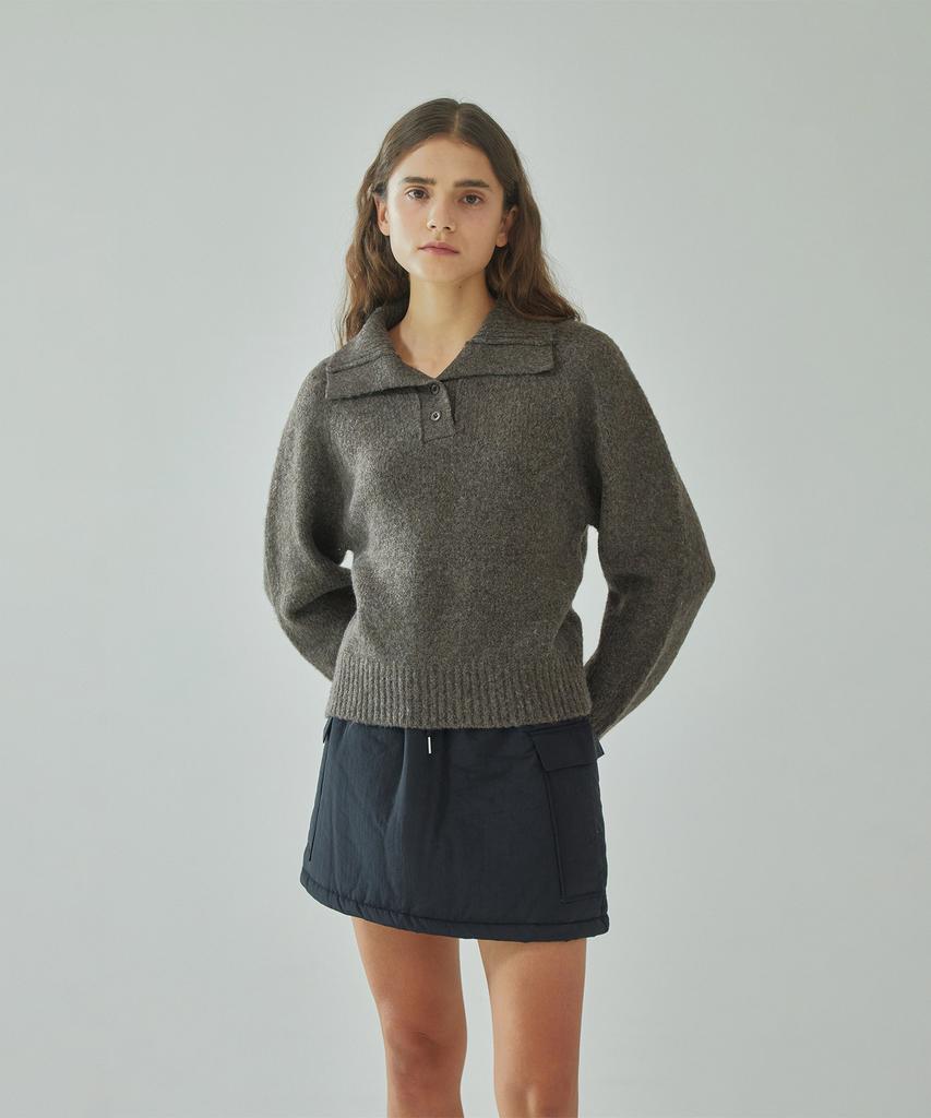 PINBLACK Wide Collared Knit Pullover Brown
