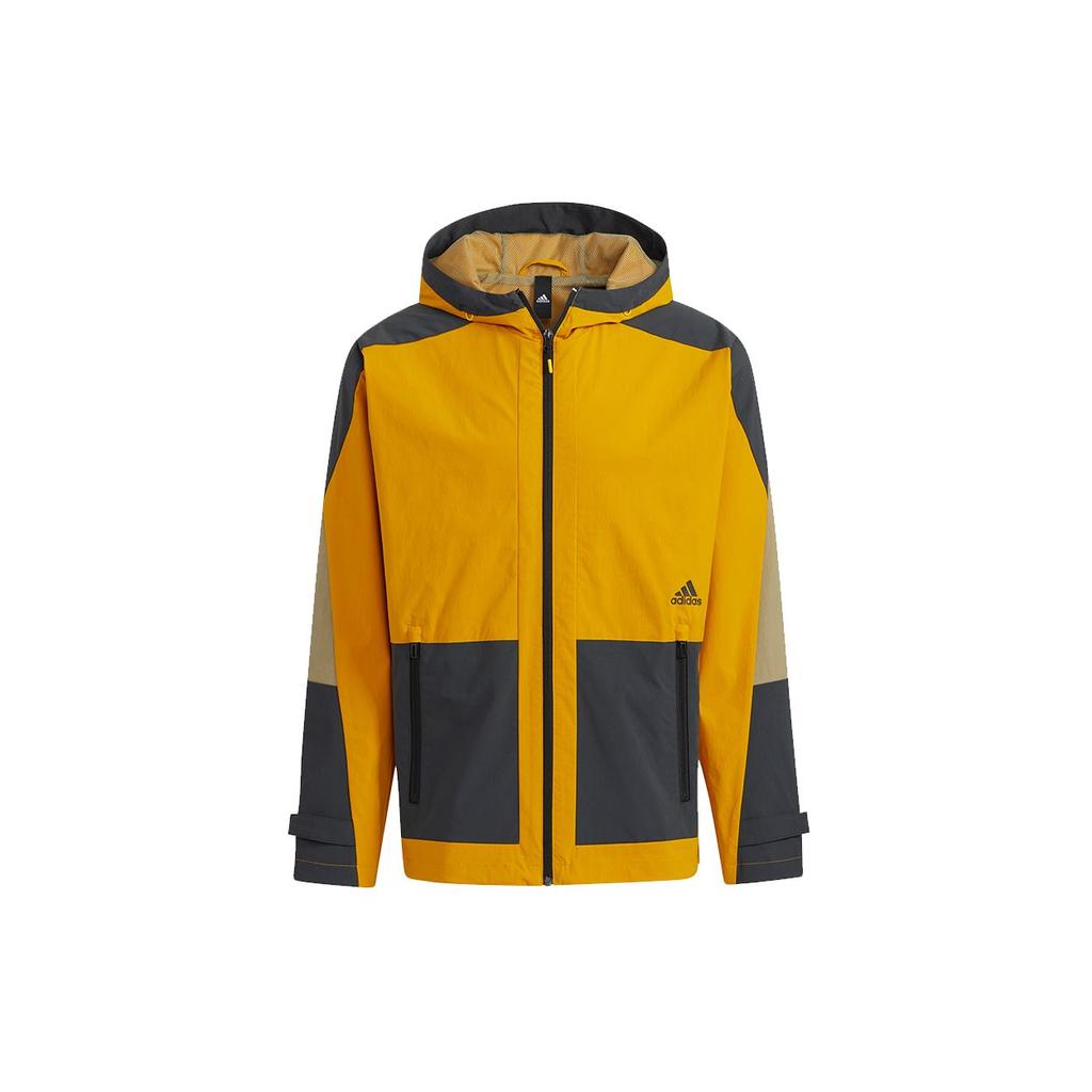 Adidas Blocked Hooded Jacket Men Outerwear Gold H40225