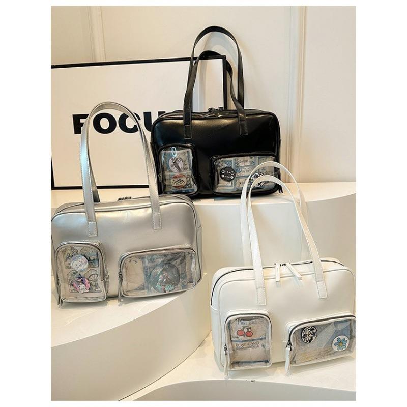Прозрачная женская сумка из ПВХ, японский кампусный стиль, свежий и сладкий значок, новая модная сумка через плечо для известного в Интернете студента, сумочка