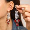 Gothic Dark Ruby Heart & Hand Drop Earrings - Creative European & American Design