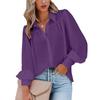 Women's Long Sleeve Ruched Stand Collar Lantern Sleeve Shirt