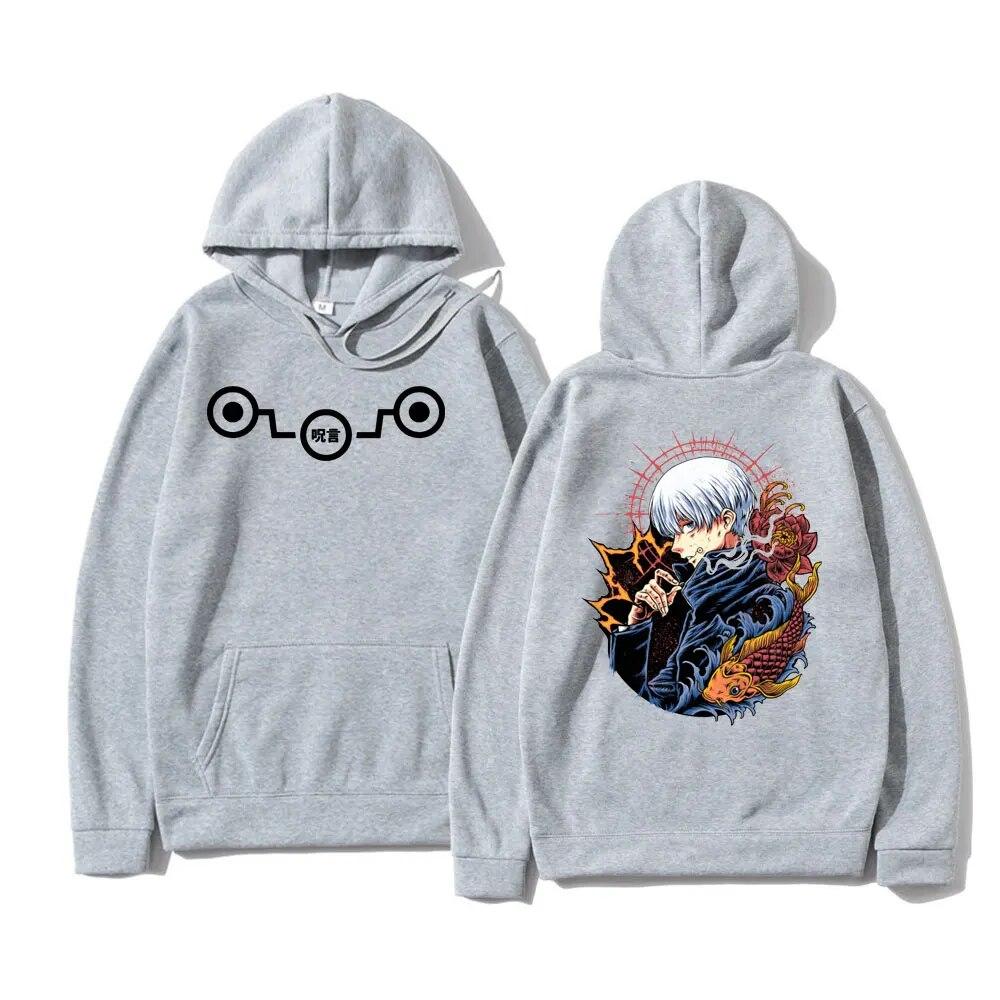 Anime Jujutsu Kaisen Double Sided Print Hoodie Unisex Women Vintage Oversized Loose Hoodie Tops Unisex Inumaki Toge Hooded Sweatshirt