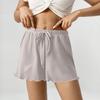 Женские модные однотонные повседневные фактурные безкарманные удобные эластичные шорты с иглой