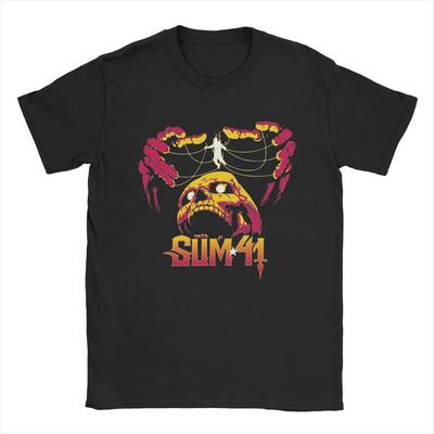 Мужская футболка The String Skull Sum 41 Band SUM41 Панк Смешная Хлопковая Футболка с Круглым Вырезом и Коротким Рукавом Футболки Топы с Графическим Принтом