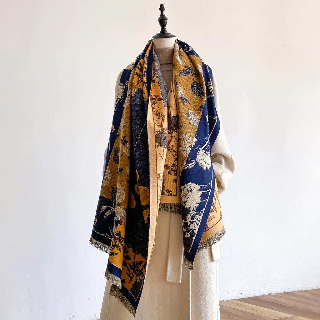 Luxury Ultra-Soft Imitation Cashmere Scarf for Women Winter Thickened Jacquard Wrap Shawl with Stylish Patterns