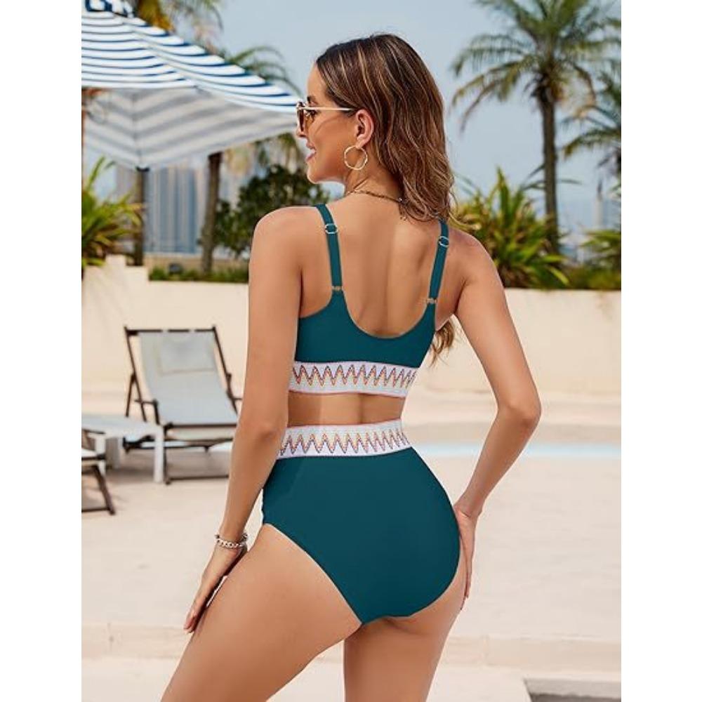 New European and American Split Bikini Swimsuit Women Sexy High Waist Bikini