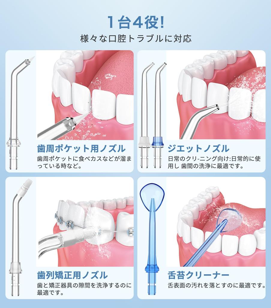 Ирригатор для полости рта Epeios, струйная зубная щетка с 5 сменными насадками, вращение 360°, водонепроницаемость IPX7, перезаряжаемый через Type-C, резервуар 300 мл, большая емкость