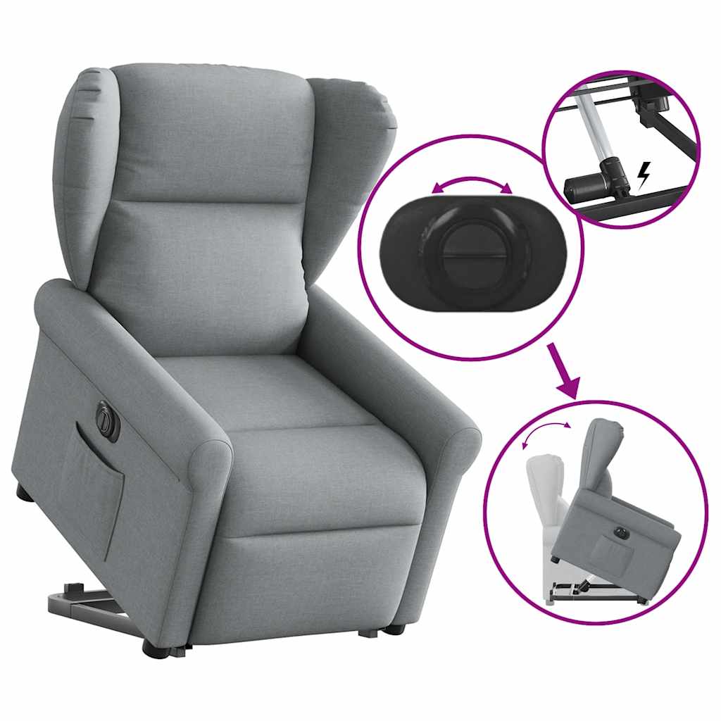 Electric Recliner Chair with Rising Function Light Grey Fabric