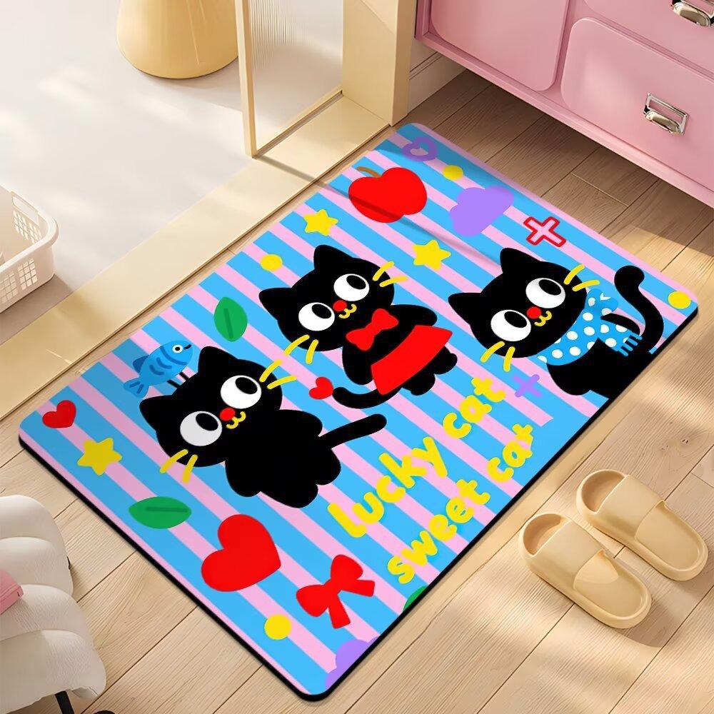 Floor Mat Bathroom Absorbent Mat Cartoon Cute Dopamine Non-slip Mat Household Dirt-resistant Foot Mat Diatom Mud Floor Mat