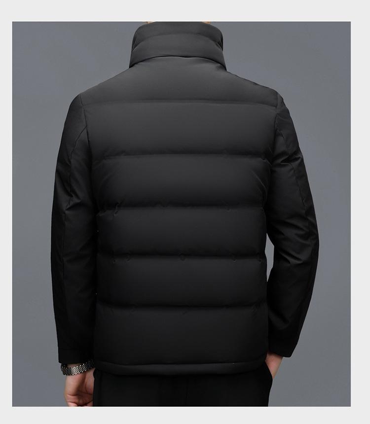 Мужская зимняя толстая пуховая куртка - Короткая, Большого размера, Повседневный свободный крой, 90% белый утиный пух