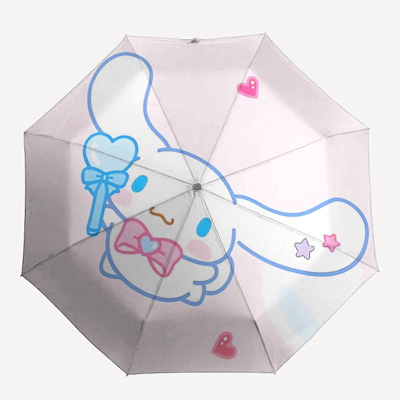 1pc Cinnamoroll Heart-Shaped Automatic Opening/Closing Umbrella with Foldable Design, 8-Bone Iron Frame, Outdoor Use, Perfect Gift for Fans, Travelers