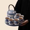 Fuchun Shanju сине-белый фарфоровый набор для кунг-фу, чайник большой емкости, чайник для травяного чая, чашка, высококачественный изысканный чайный набор