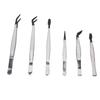 6Pcs Set Stainless Steel Tweezers Tool Rubber Wrapped Head Multifunctional False Eyelash Tweezers