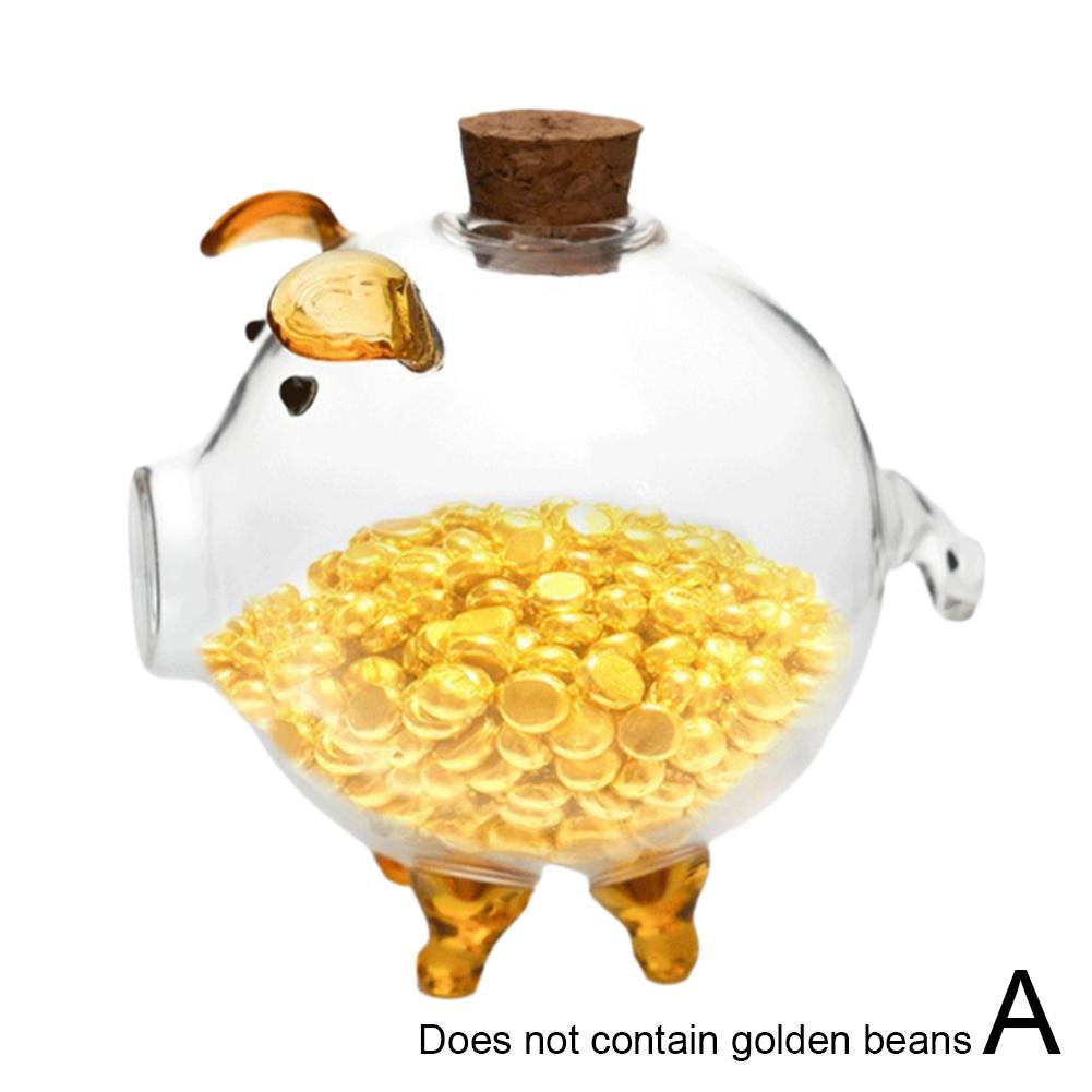 Clear Piggy Bank Glass Animal Pig Money Bank Coin Box Money Saving Jar Cash Bills Change Box for Kids Adults Clear Saving Box