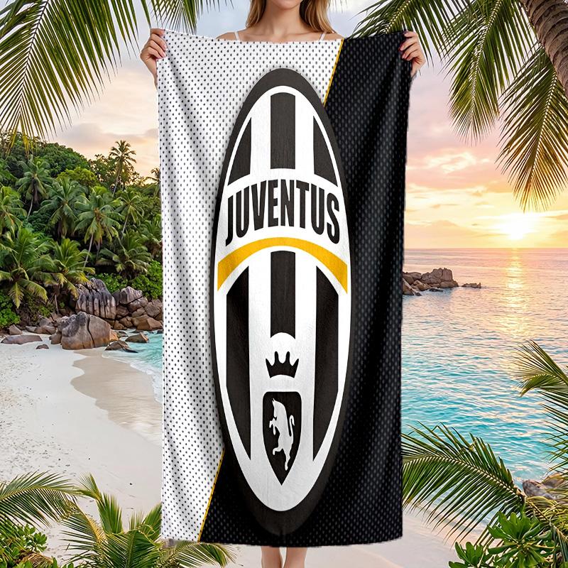 Пляжное полотенце Juventus FC Мягкое из микрофибры Летнее полотенце Быстросохнущее Впитывающее полотенце для пляжа Бассейна Путешествий