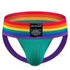 Мужские трусы с широким поясом, дышащие трусы с радужным принтом, нижнее белье-стринги
